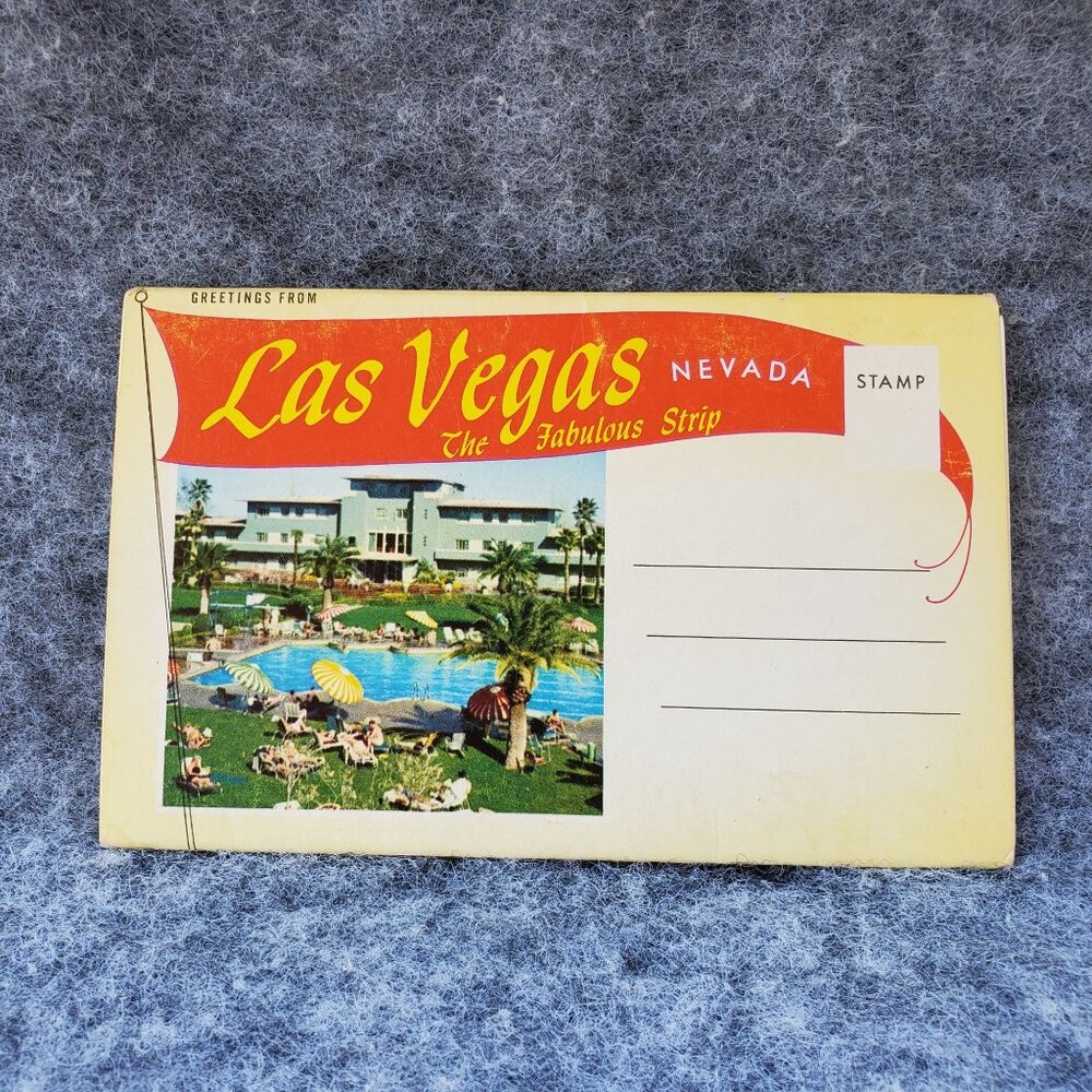 VTG Las Vegas Postcard Booklet The Fabulous Strip 1950s MCM Souvenir Not Posted